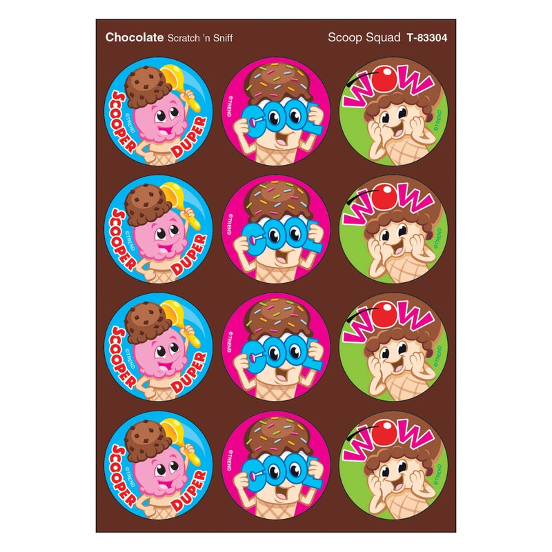 Trend Enterprises Trend Scoop Squad/Chocolate Stinky Stickers, Classroom Incentives, 48 Count - Image 1